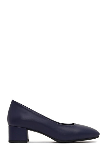 Derimod Flex Women's Navy Blue Thick Heeled Leather Shoes 25Afd380518