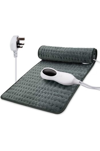 Ponicozy Electric Heating Pad for Back Pain Relief, 24 x 12 inch, Gray, Flannel, 10 Heat Settings, 3 Timer Op