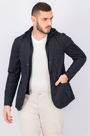 Emporio Armani Men Long Sleeve Hoodie Jacket, Black
