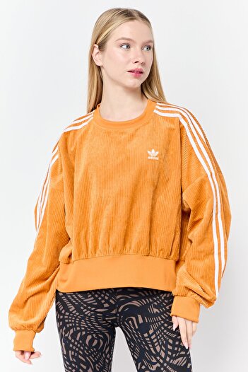 adidas Women Sportswear Fit Long Sleeves Outdoor Sweatshirt, Dark Orange