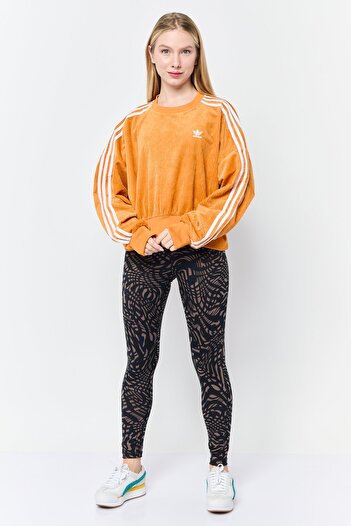 adidas Women Sportswear Fit Long Sleeves Outdoor Sweatshirt, Dark Orange