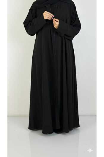 REİNA Plain Kuwaiti crepe abaya with a full hidden zipper