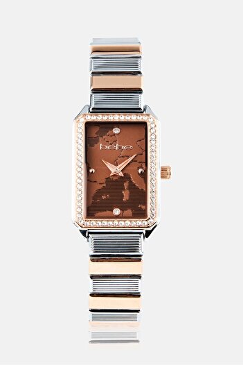 Bebe Women BB3334L/04M Rectangular Stainless Steel Analog Watch 30mm, Multicolor