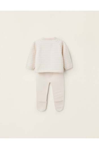 Ziddy Striped Knitted Set for Newborns, Beige