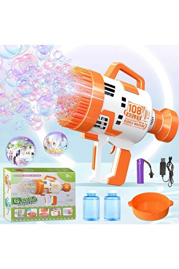 Generic 108-Hole Rocket Bubble Gun | Electric, Automatic, Light-Up Summer Outdoor Toy