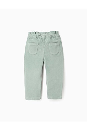 Ziddy Corduroy Trousers with Paperbag Waist for Baby Girls, Green