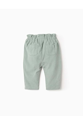 Ziddy Corduroy Trousers with Bow for Newborn Girls, Green