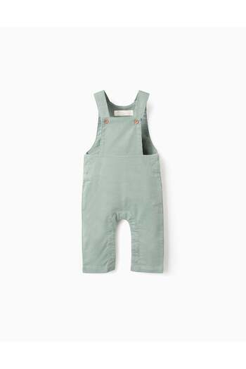Ziddy Corduroy Dungarees for Newborns, White/Green