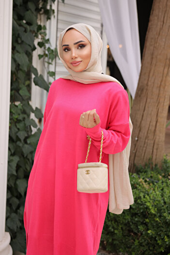 İmajButik Fuchsia Cold Yarn Mercerized Knitwear Sweater