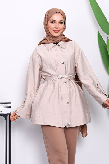 İmajButik Stone Stud Buttoned Zippered Tunic