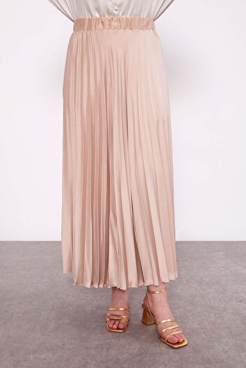 Levidor Mink Pleated Satin Skirt