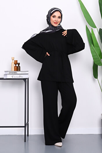 İmajButik Modal Suit with Black Tunic Pants