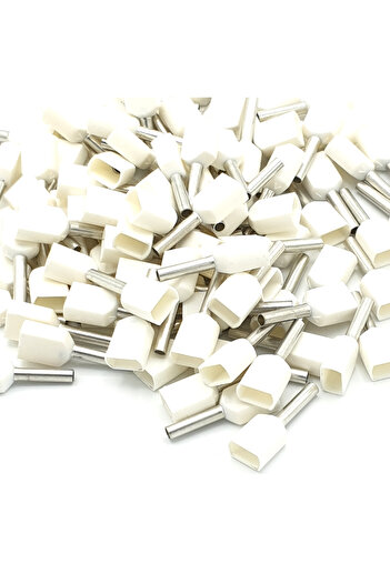 Other 100pcs 0.5mm White Dual Bootlace Crimp Ferrules Insulated Cord End Terminal
