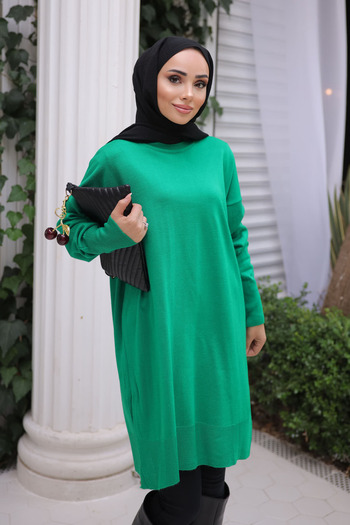İmajButik Green Cold Yarn Mercerized Knitwear Sweater