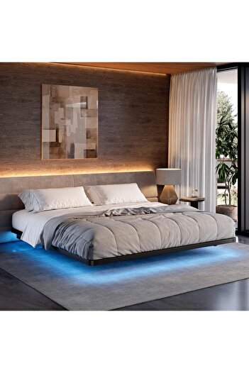 Yanara Modern Floating Bed Frame with LED Lights & USB Charging, Easy Assembly, Multiple Sizes (160-200cm)