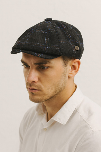 ZERAMİNE Wool Textured Men's Cap – Classic Newsboy Model