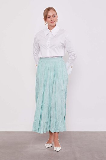 Levidor Mint Green Wrinkled Model Skirt