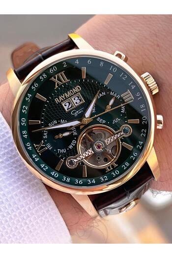 Raymond Special Leather Cord for Engagement and Grooms 2 Years Warranty Automatic Men's Wrist Watch+Bracelet Rmd.M4