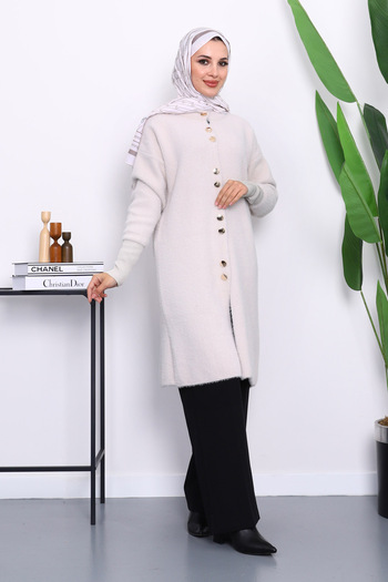 İmajButik Angora Soft Knit Cardigan with Stone Buttons