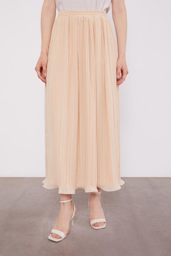 Levidor Beige Crinkled Pleated Skirt