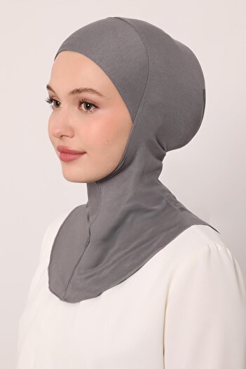 Levidor Gray Hijabchi Bonnet with Neck Collar