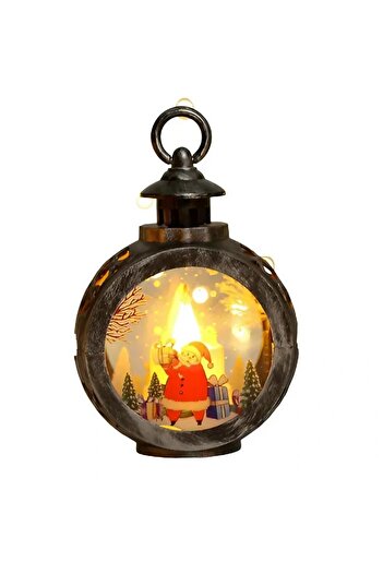 Flippy Christmas Decoration Lantern, 13.5x9 Cm, Santa Claus Candle, Warm White, Battery Operated, Bronze/Silver