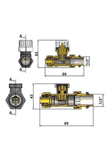 Other Simple thermostatic set (supply, return, head), PEX connection