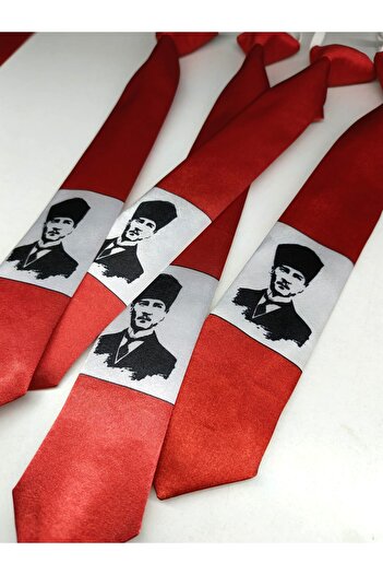 GallanD Tie for 5-6 Year Olds, Ay Yıldız Atatürk, Pack of 10, Patterned, Ready to Wear for Boys, Already Tied