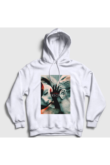 Presmono Unisex Λευκό φούτερ με κουκούλα Ingmar Bergman Persona 578010tt