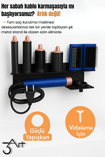 3art Metal Metal Dysonairwrap Stand – Stylish and Durable Hair Styler Holder |   Headboard Organizer
