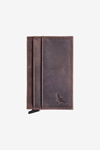 ALTINYILDIZ CLASSICS Men's Brown 100% Leather Card Holder