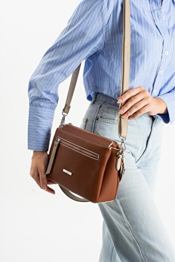 H&D COLLECTİON 7 Compartments, 2 Straps, Shoulder and Crossbody Bag, Lined, Suitable for Daily Use