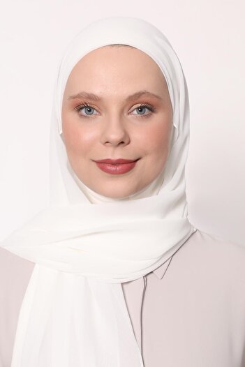 Levidor White Large Hijab Chiffon Shawl