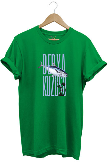 WİDİ Fishing Fish Hunting Bonito Fish Derya Kuzusu Design Printed Regular Fit Crew Neck T-Shirt