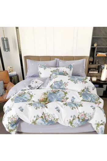 Casa de Vis Double Bed Linen Set, 6 Pieces, Satin Cotton, 220 x 230 cm, Multicolor,