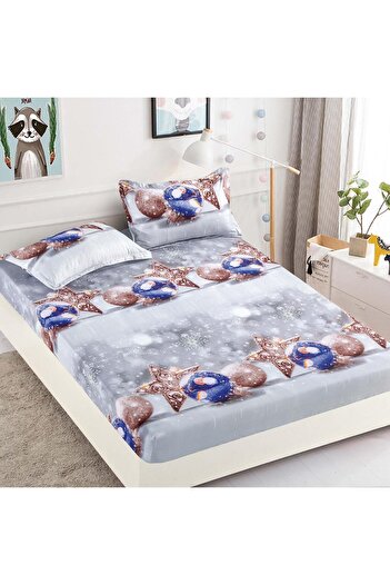 JOJO HOME Bed cover set, Christmas Edition, Jojo Home, 3 pieces, 180x200cm, Grey, Globes
