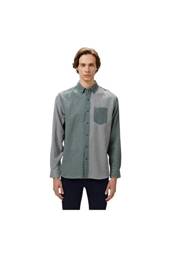 Lacoste Men's Regular Fit Plaid Dark Green Shirt Ch2542.132