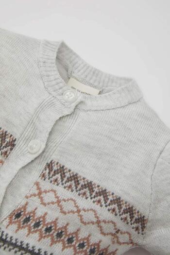 DeFacto Baby Boy Newborn 2-Piece Set Buttoned Long Sleeve Romper Beanie (24 Au)