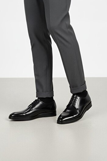 Deriderim Black Genuine Leather Classic Men's Shoes