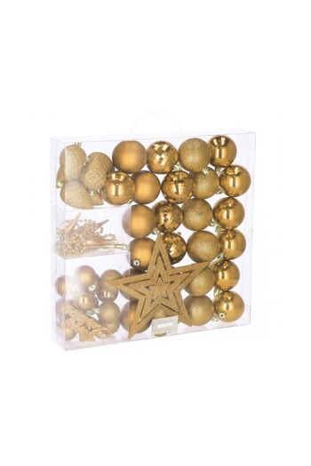 SERSIMO Christmas baubles and decorations set, 51 pieces, various sizes, gold