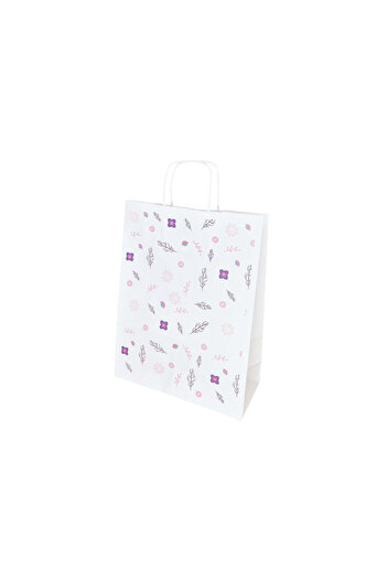 Papette Set of 100 Kraft Paper Bags with Pattern 2 Floral 24 x 31(H) x 10cm