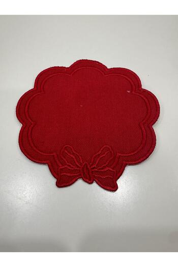 İNCİ ÇEYİZ 6 Pieces of Ribbon Embroidered Coffee Side Cocktail Napkins & Coasters.
