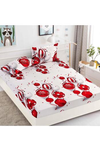 JOJO HOME Bed cover set, Christmas Edition, Jojo Home, 3 pieces, 180x200cm, White, Globes