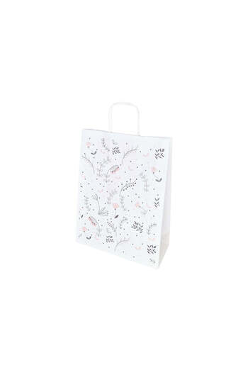 Papette Set of 100 Kraft Paper Bags with Pattern 3 Floral 24 x 31(H) x 10cm