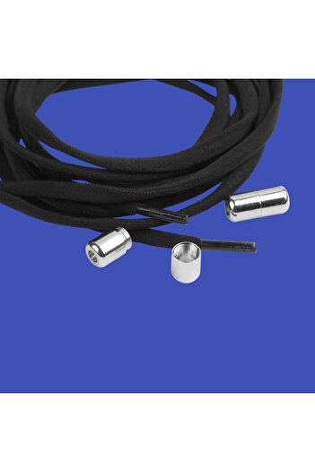 Crisalida Set of 2 round elastic and adjustable shoelaces, 0.5 x 100 cm, Black