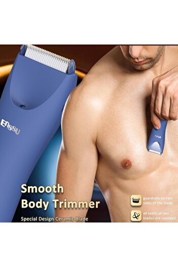 ENSSU Electric Body Hair Trimmer for Men with Extra Skin-Safe Ceramic Blade, Ball Shaver Groomer w/LED Lig