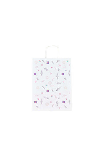 Papette Set of 100 Kraft Paper Bags with Pattern 2 Floral 24 x 31(H) x 10cm