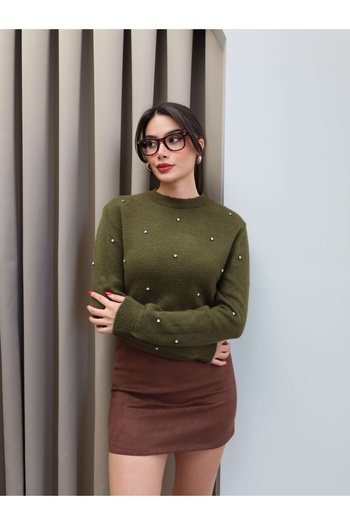 ESRAHELVACI Crew Neck Stone Knitwear Sweater