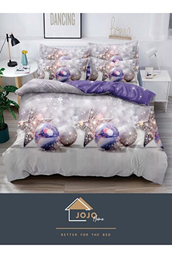 JOJO HOME Bedding set, Christmas Edition, Jojo Home, 155x230cm, 4 pieces, Purple, Globes