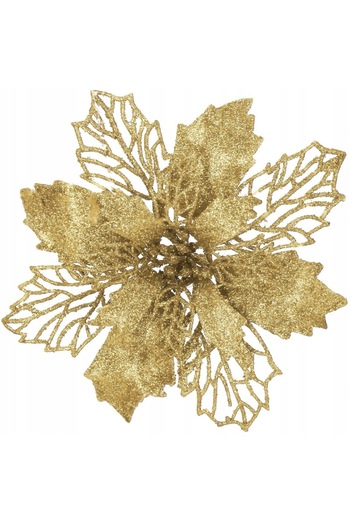 SERSIMO Set of 10 Christmas tree ornaments, Poinsettia star, 16cm, golden yellow